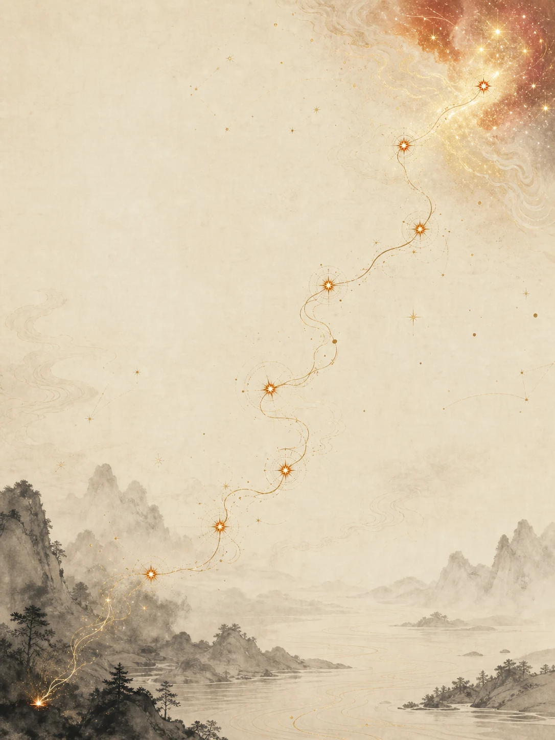 山川间的一簇爝火循八座星站升入星汉